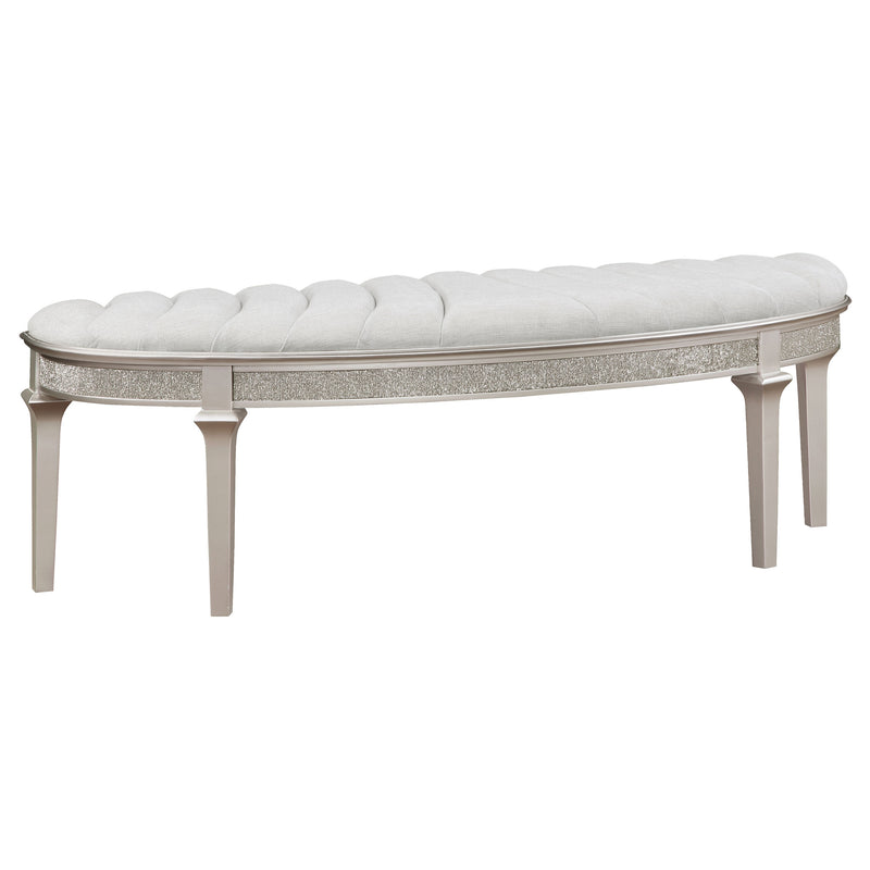 Evangeline Upholstered Demilune Bench Ivory and Silver Oak - Theo's Factory Direct Mattress & Furniture (Columbus, OH)