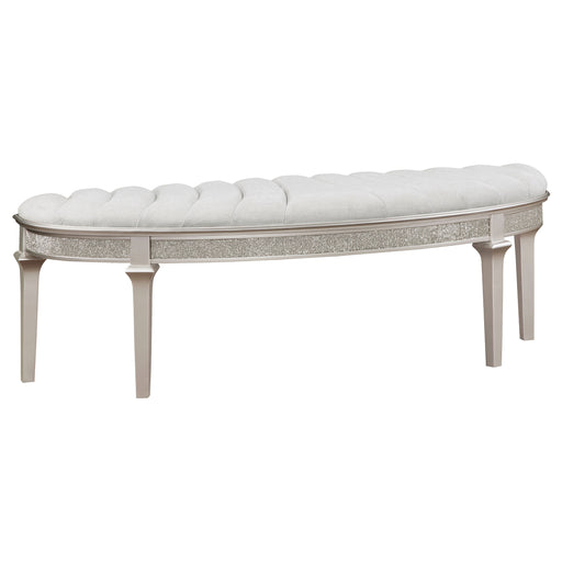 Evangeline Upholstered Demilune Bench Ivory and Silver Oak - Theo's Factory Direct Mattress & Furniture (Columbus, OH)