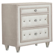 Antonella 3-drawer Upholstered Nightstand Ivory and Camel - Theo's Factory Direct Mattress & Furniture (Columbus, OH)