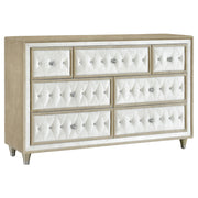 Antonella 7-drawer Upholstered Dresser Ivory and Camel - Theo's Factory Direct Mattress & Furniture (Columbus, OH)