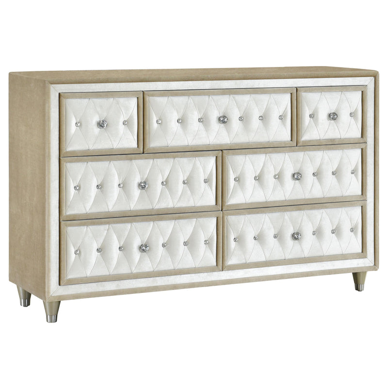 Antonella 7-drawer Upholstered Dresser Ivory and Camel - Theo's Factory Direct Mattress & Furniture (Columbus, OH)