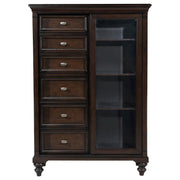 Andover 6-drawer Tempered Glass Door Chest Dark Oak - Theo's Factory Direct Mattress & Furniture (Columbus, OH)