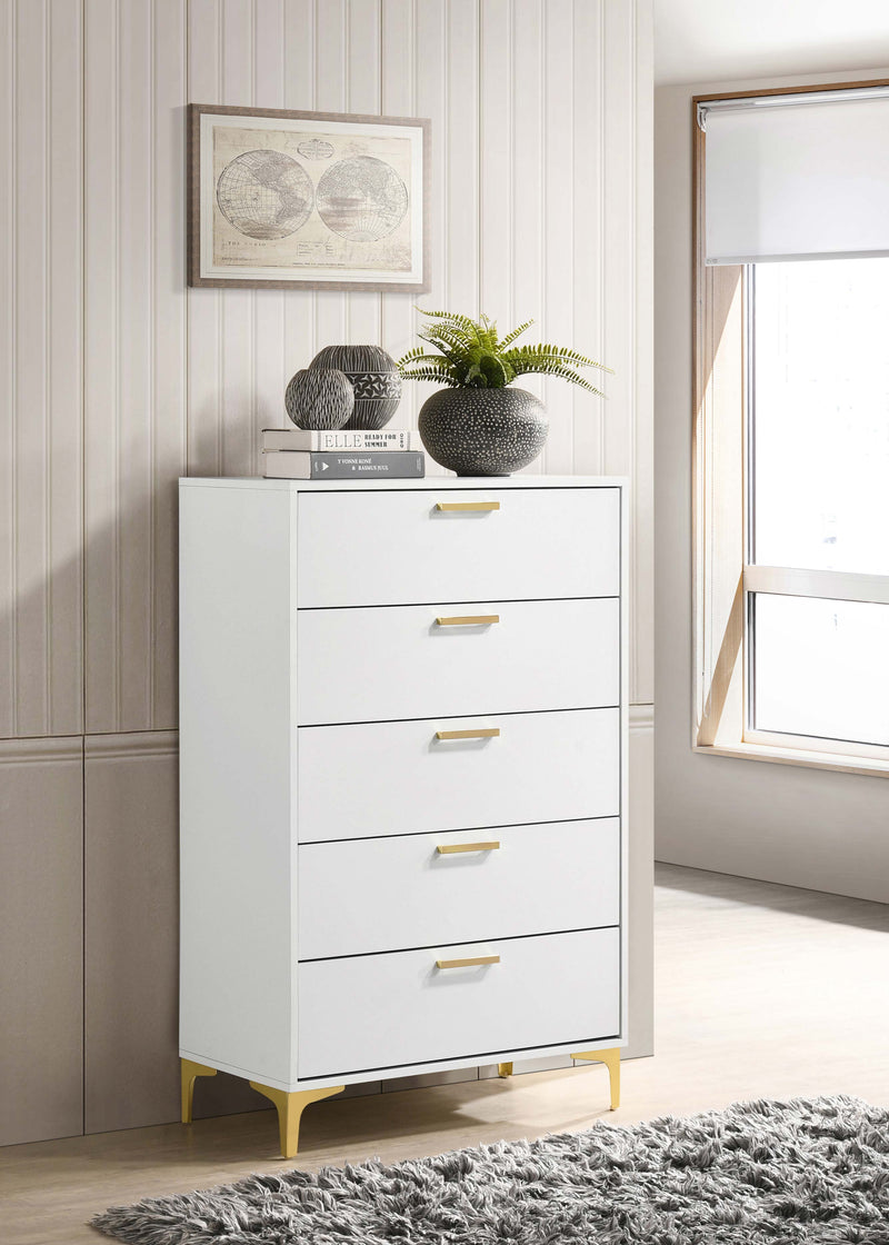 Kendall 5-drawer Chest White - Theo's Factory Direct Mattress & Furniture (Columbus, OH)