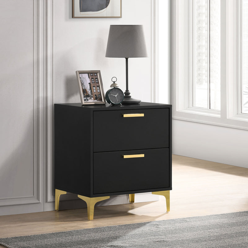 Kendall 2-drawer Nightstand Black and Gold - Theo's Factory Direct Mattress & Furniture (Columbus, OH)