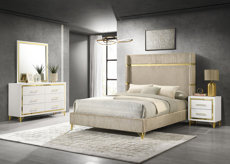 Lucia 4 & 5 Piece Bedroom Set King & Queen Beige & Grey - Theo's Factory Direct Mattress & Furniture (Columbus, OH)