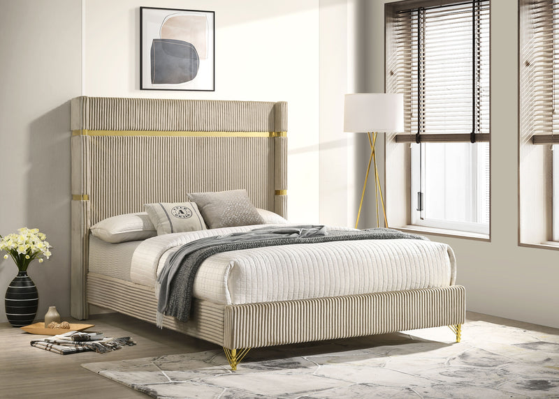 Lucia Eastern King & Queen Bed Beige & Grey - Theo's Factory Direct Mattress & Furniture (Columbus, OH)