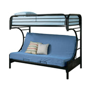 Montgomery Twin Over Futon Bunk Bed Glossy Black - Theo's Factory Direct Mattress & Furniture (Columbus, OH)