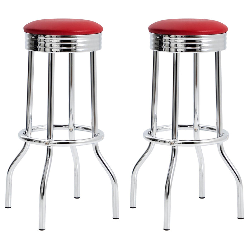 Theodore Upholstered Top Bar Stools Red and Chrome (Set of 2) - Theo's Factory Direct Mattress & Furniture (Columbus, OH)