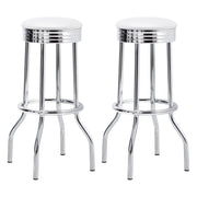 Theodore Upholstered Top Bar Stools White and Chrome (Set of 2) - Theo's Factory Direct Mattress & Furniture (Columbus, OH)