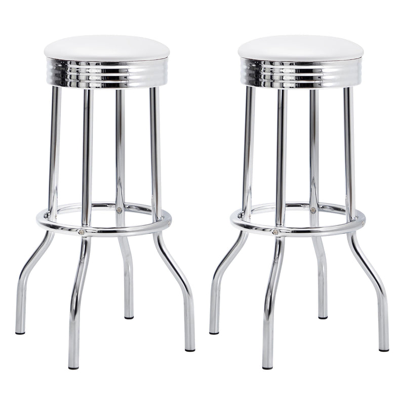 Theodore Upholstered Top Bar Stools White and Chrome (Set of 2) - Theo's Factory Direct Mattress & Furniture (Columbus, OH)