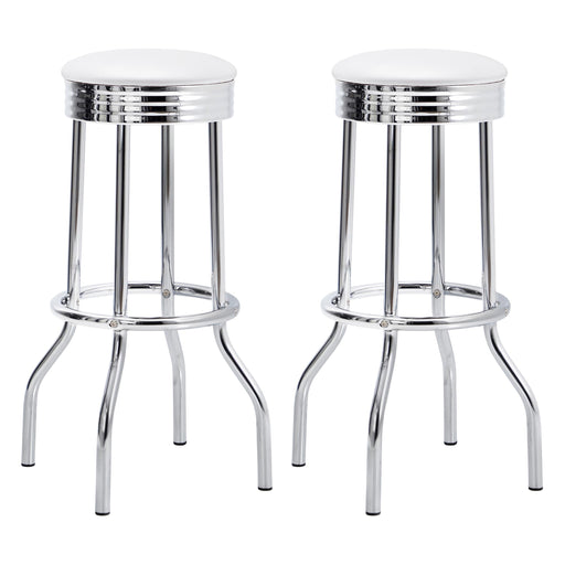 Theodore Upholstered Top Bar Stools White and Chrome (Set of 2) - Theo's Factory Direct Mattress & Furniture (Columbus, OH)