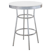 Theodore Round Bar Table Chrome and Glossy White - Theo's Factory Direct Mattress & Furniture (Columbus, OH)