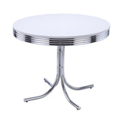 Retro Round Dining Table Glossy White and Chrome - Theo's Factory Direct Mattress & Furniture (Columbus, OH)
