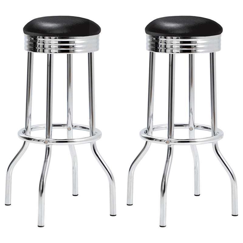 Theodore Upholstered Top Bar Stools Black and Chrome (Set of 2) - Theo's Factory Direct Mattress & Furniture (Columbus, OH)