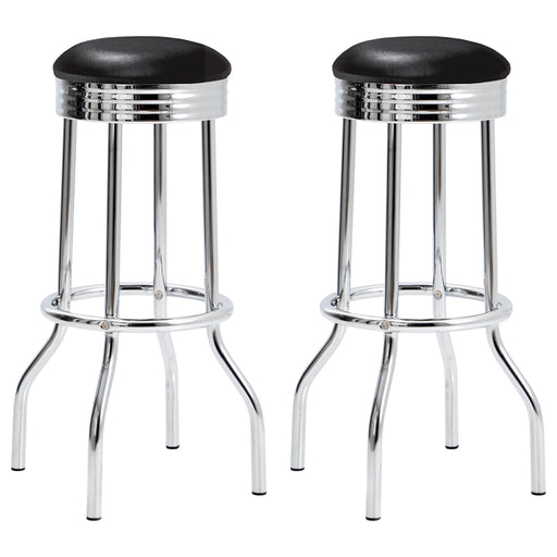 Theodore Upholstered Top Bar Stools Black and Chrome (Set of 2) - Theo's Factory Direct Mattress & Furniture (Columbus, OH)