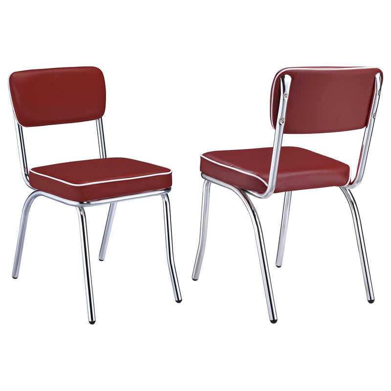 Retro Open Back Side Chairs Red and Chrome (Set of 2) - Theo's Factory Direct Mattress & Furniture (Columbus, OH)