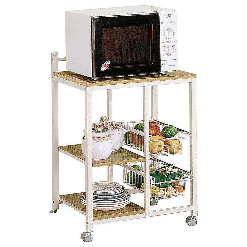 Kelvin 2-shelf Kitchen Cart Natural Brown and White - Theo's Factory Direct Mattress & Furniture (Columbus, OH)