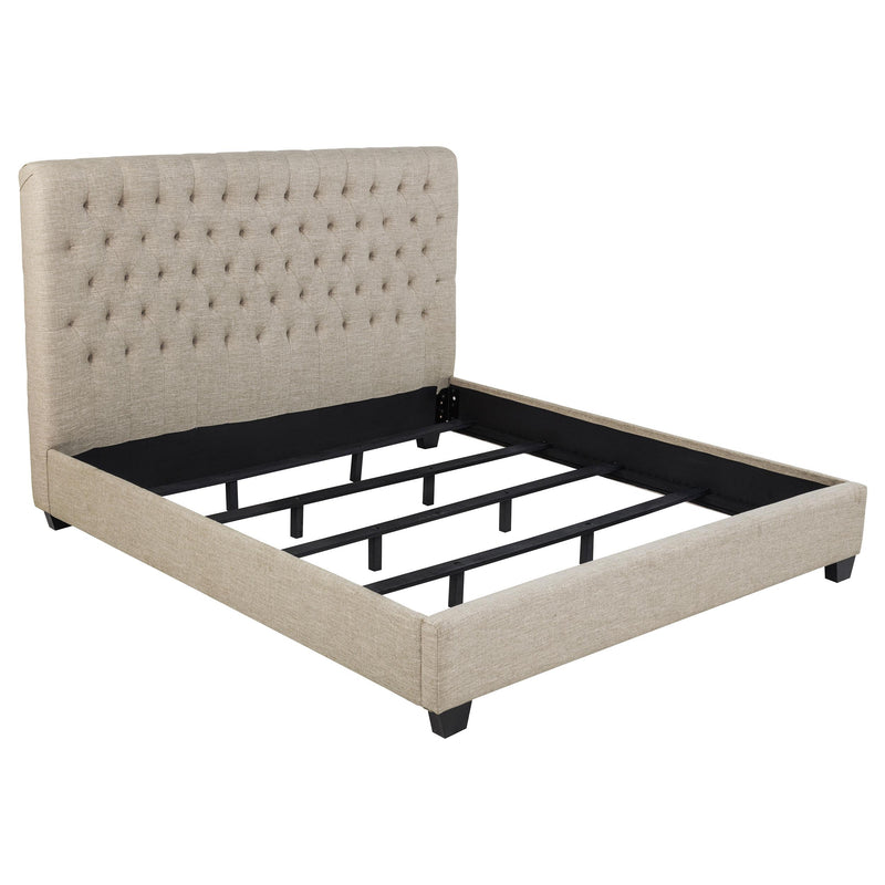 Chloe Tufted Upholstered Eastern King Bed Oatmeal - Theo's Factory Direct Mattress & Furniture (Columbus, OH)