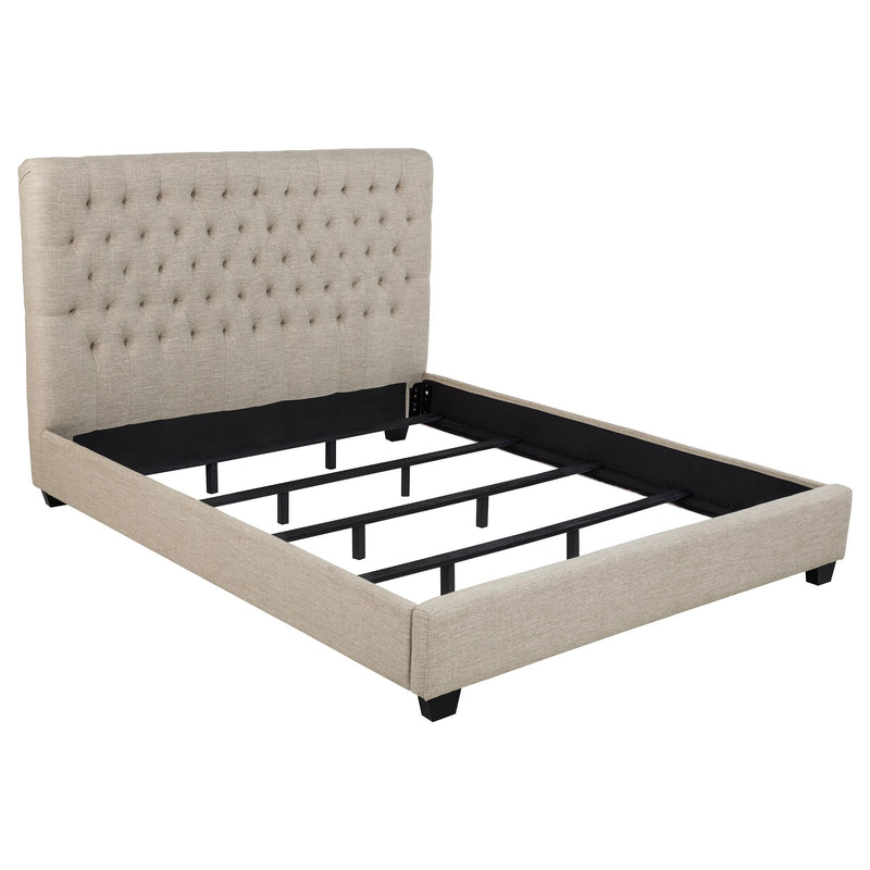 Chloe Tufted Upholstered California King Bed Oatmeal - Theo's Factory Direct Mattress & Furniture (Columbus, OH)