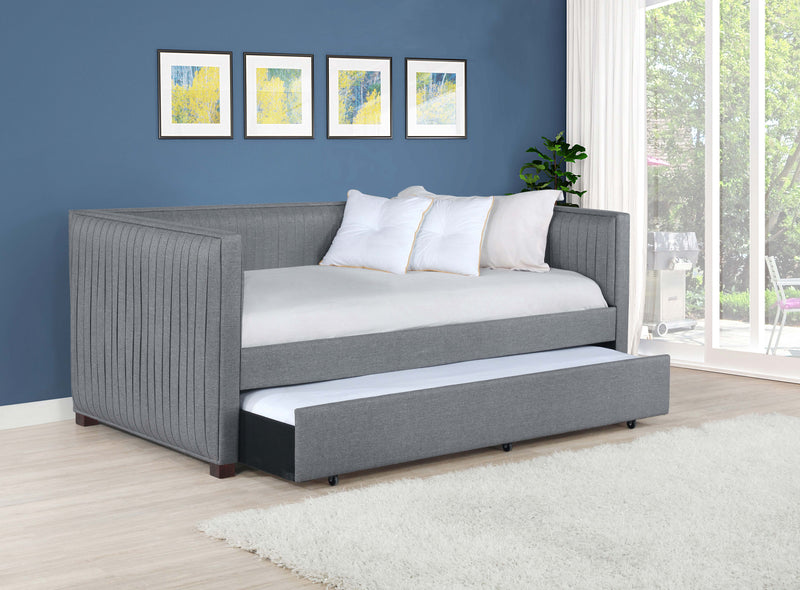 Brodie Upholstered Twin Daybed with Trundle Grey - Theo's Factory Direct Mattress & Furniture (Columbus, OH)