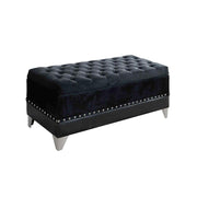 Barzini Tufted Rectangular Trunk with Nailhead Black - Theo's Factory Direct Mattress & Furniture (Columbus, OH)