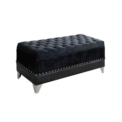 Barzini Tufted Rectangular Trunk with Nailhead Black - Theo's Factory Direct Mattress & Furniture (Columbus, OH)