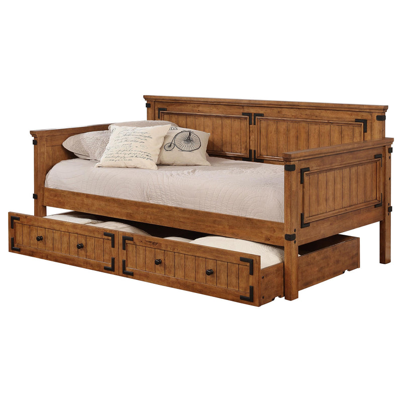 Oakdale Wood Twin Daybed with Trundle Rustic Honey - Theo's Factory Direct Mattress & Furniture (Columbus, OH)