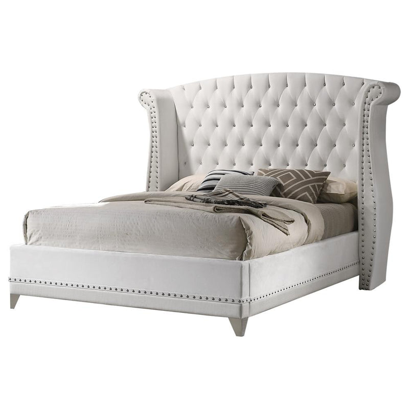 Barzini California King, Eking, & Queen Wingback Tufted Bed White - Theo's Factory Direct Mattress & Furniture (Columbus, OH)