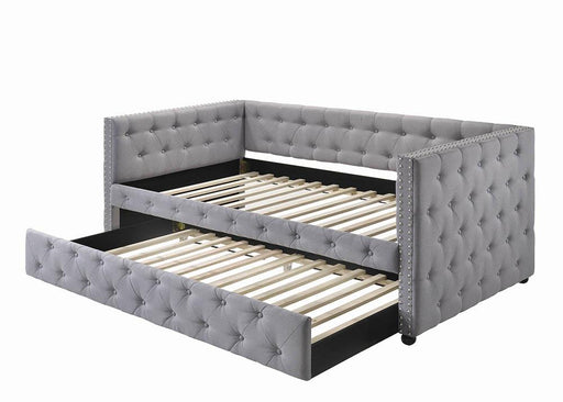 Mockern Tufted Upholstered Daybed with Trundle Grey - Theo's Factory Direct Mattress & Furniture (Columbus, OH)