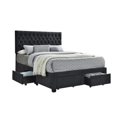 Soledad Eastern King, Full, & Queen 4-drawer Button Tufted Storage Bed Black & White - Theo's Factory Direct Mattress & Furniture (Columbus, OH)