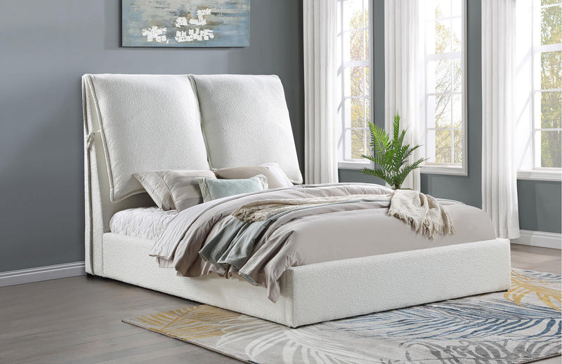Gwendoline Upholstered Platform Bed with Pillow Headboard White - Theo's Factory Direct Mattress & Furniture (Columbus, OH)