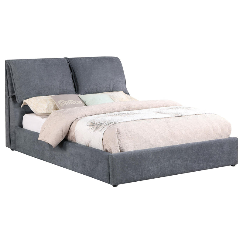 Laurel Upholstered Platform Bed with Pillow Headboard Charcoal Grey - Theo's Factory Direct Mattress & Furniture (Columbus, OH)