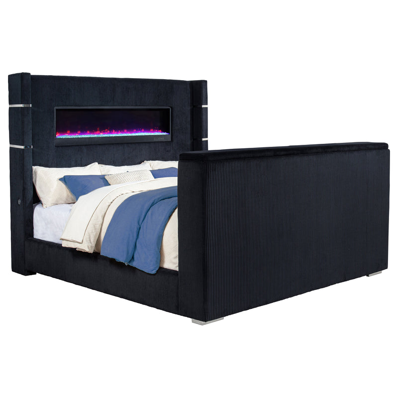 Tisdall Wingback TV Bed with Flame Visualizer - Theo's Factory Direct Mattress & Furniture (Columbus, OH)