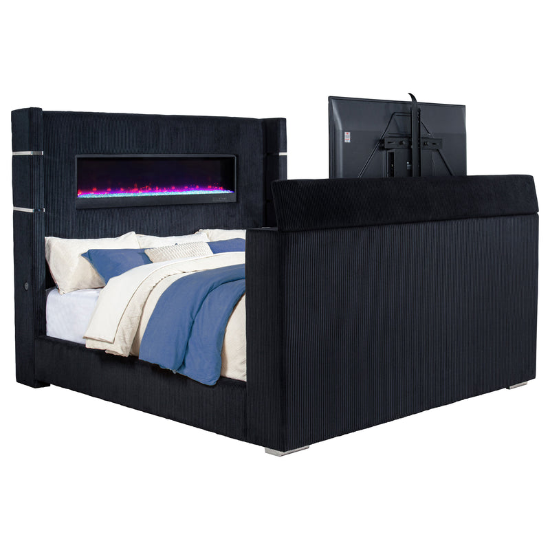 Tisdall Wingback TV Bed with Flame Visualizer - Theo's Factory Direct Mattress & Furniture (Columbus, OH)