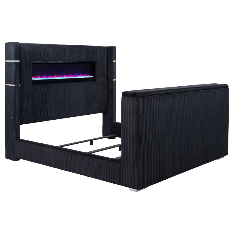 Tisdall Wingback TV Bed with Flame Visualizer - Theo's Factory Direct Mattress & Furniture (Columbus, OH)
