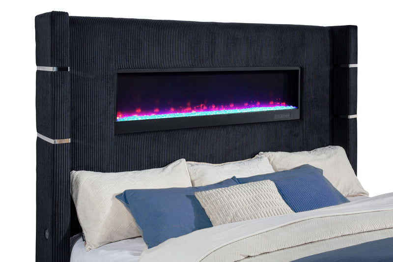 Tisdall Wingback TV Bed with Flame Visualizer - Theo's Factory Direct Mattress & Furniture (Columbus, OH)