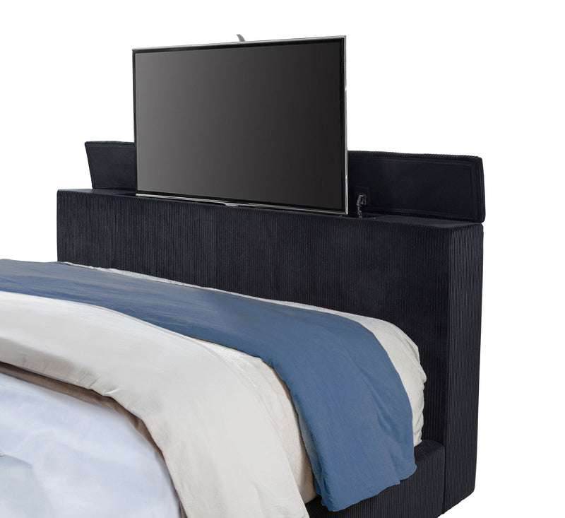 Tisdall Wingback TV Bed with Flame Visualizer - Theo's Factory Direct Mattress & Furniture (Columbus, OH)