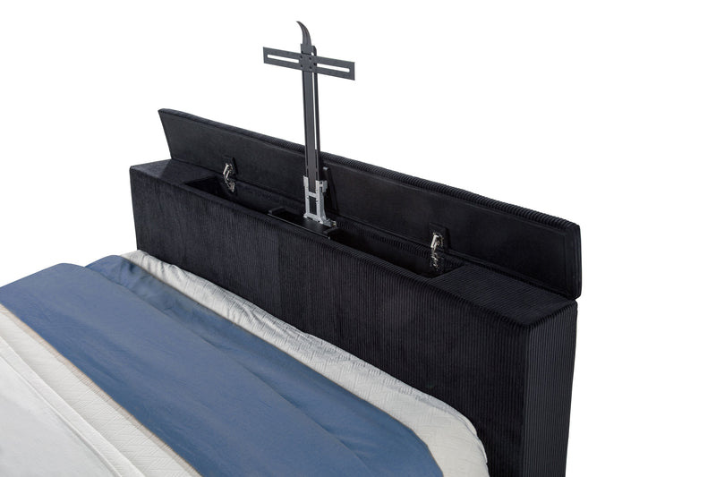 Tisdall Wingback TV Bed with Flame Visualizer - Theo's Factory Direct Mattress & Furniture (Columbus, OH)