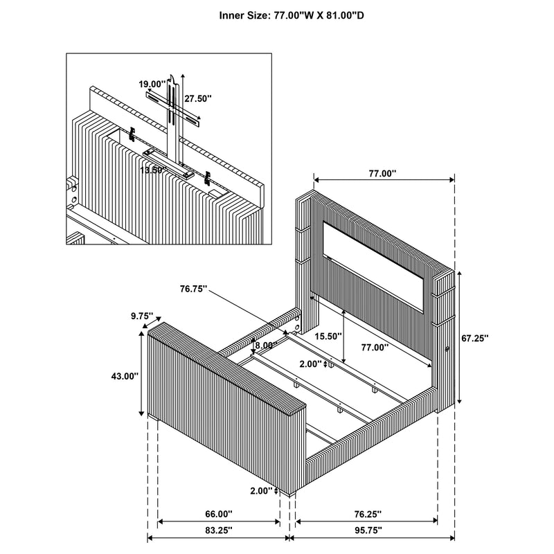 Tisdall Wingback TV Bed with Flame Visualizer - Theo's Factory Direct Mattress & Furniture (Columbus, OH)