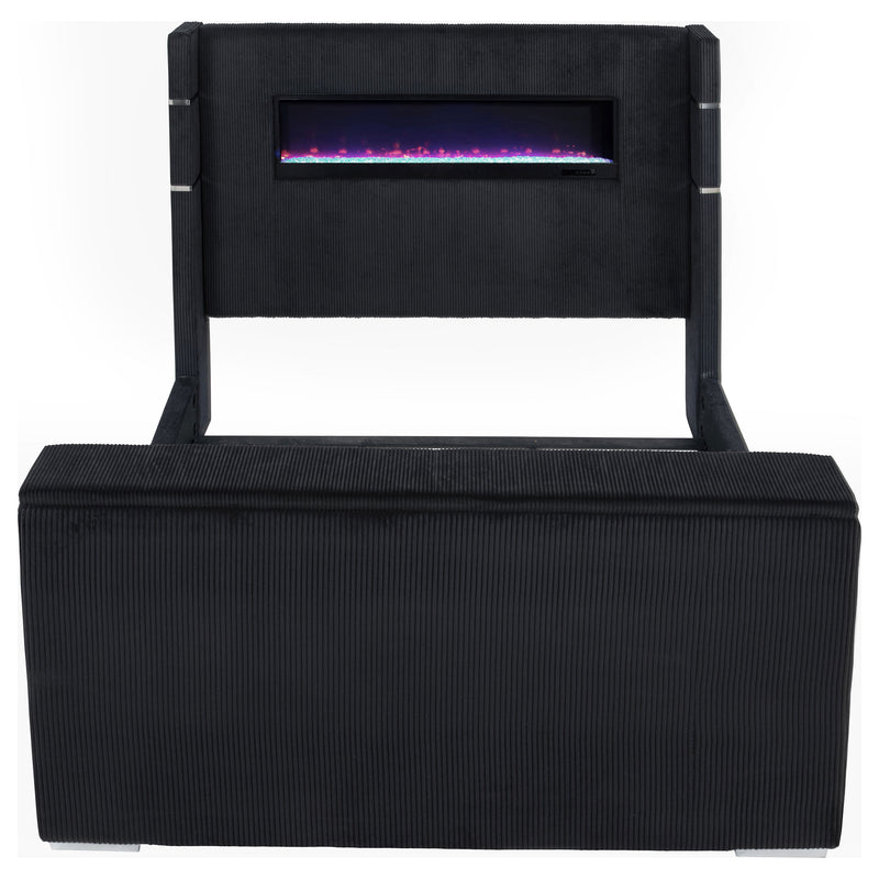 Tisdall Wingback TV Bed with Flame Visualizer - Theo's Factory Direct Mattress & Furniture (Columbus, OH)