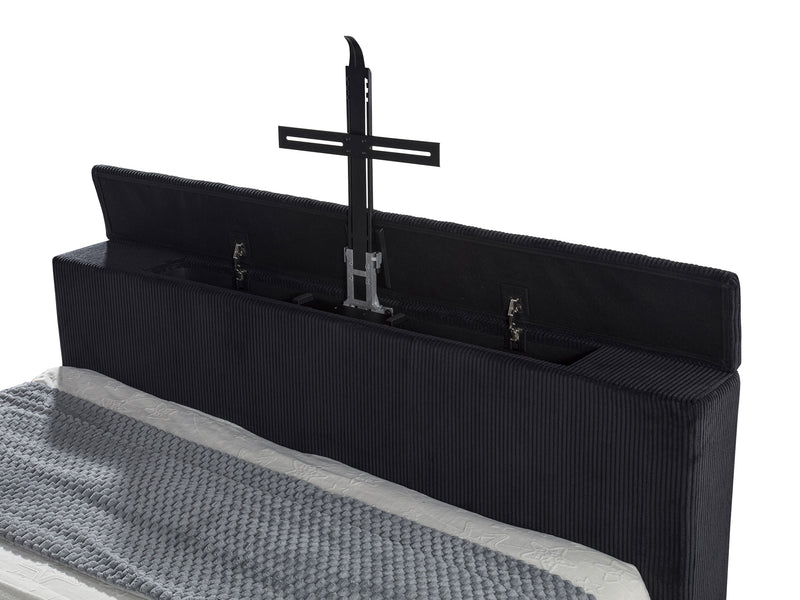 Tisdall Wingback TV Bed with Flame Visualizer - Theo's Factory Direct Mattress & Furniture (Columbus, OH)