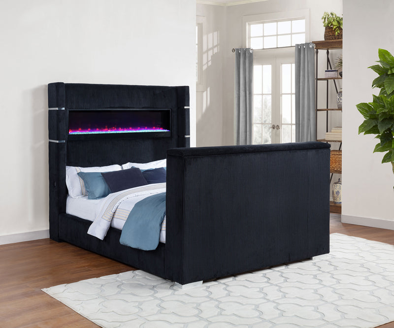 Tisdall Wingback TV Bed with Flame Visualizer - Theo's Factory Direct Mattress & Furniture (Columbus, OH)