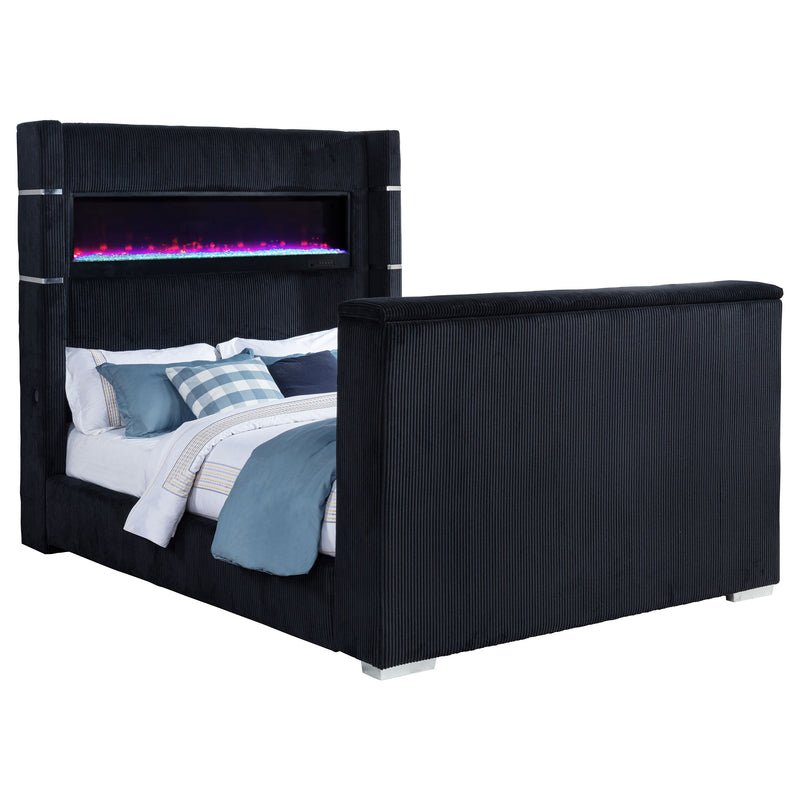 Tisdall Wingback TV Bed with Flame Visualizer - Theo's Factory Direct Mattress & Furniture (Columbus, OH)