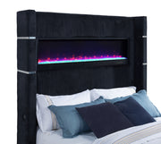 Tisdall Wingback TV Bed with Flame Visualizer - Theo's Factory Direct Mattress & Furniture (Columbus, OH)