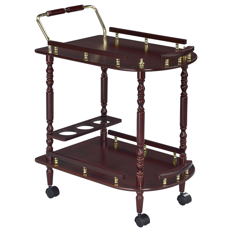 Palmer 2-tier Serving Cart Merlot and Brass - Theo's Factory Direct Mattress & Furniture (Columbus, OH)