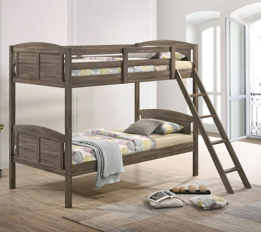 Flynn Bunk Bed Weathered Brown - Theo's Factory Direct Mattress & Furniture (Columbus, OH)