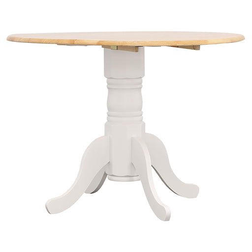Allison Drop Leaf Round Dining Table Natural Brown and White - Theo's Factory Direct Mattress & Furniture (Columbus, OH)