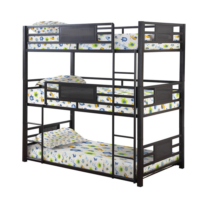 Rogen Twin Triple Bunk Bed Dark Bronze - Theo's Factory Direct Mattress & Furniture (Columbus, OH)
