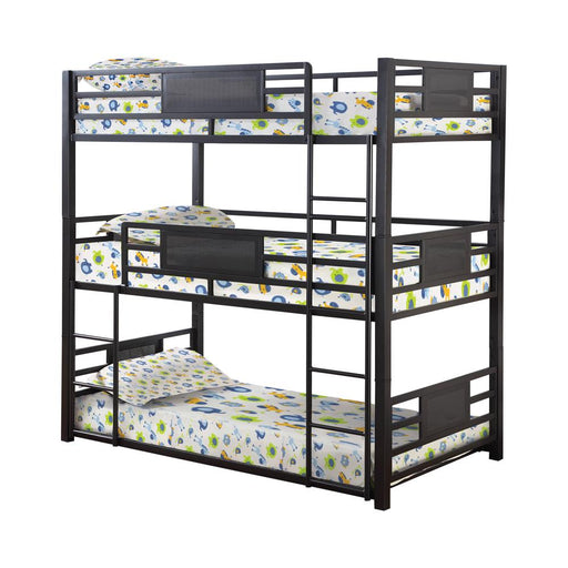 Rogen Twin Triple Bunk Bed Dark Bronze - Theo's Factory Direct Mattress & Furniture (Columbus, OH)