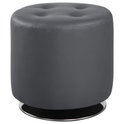 Bowman Round Upholstered Ottoman Grey - Theo's Factory Direct Mattress & Furniture (Columbus, OH)